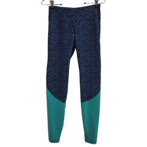 Old Navy Active Blue & Teal Print Fitted Go-Dry Leggings Sz S